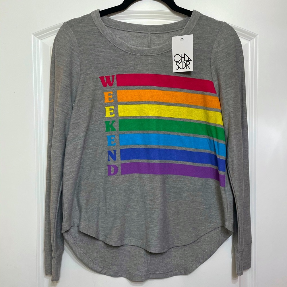 Chaser brand rainbow graphic sweatshirt size Small - Picture 1 of 4